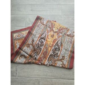 The Met Paisley Silk Neck Scarf Red‎ Brown Gold Blue Orange Women's Accessory